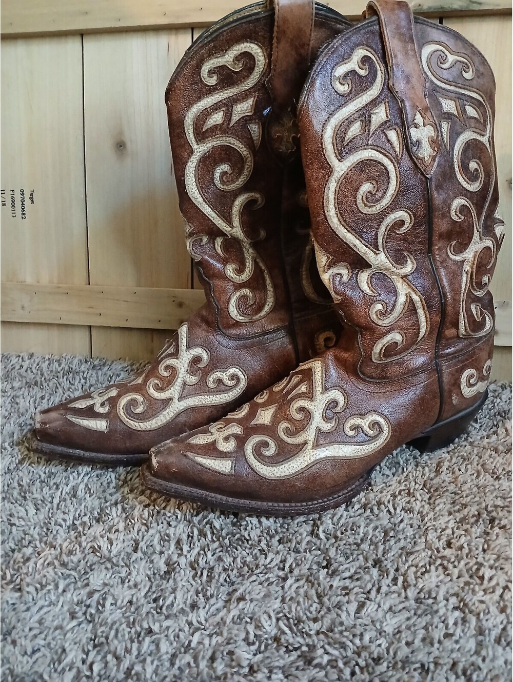 VINTAGE Tony Lama Brown Leather Western Cowboy Boots Size 8B